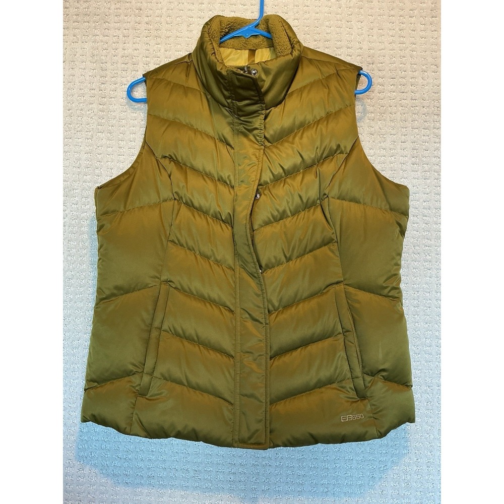 Eddie Bauer Goose Down Women's Puffer Vest L Copper Green EB550